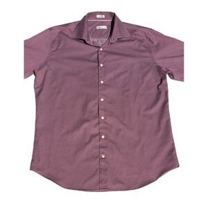 Peter Millar Crown Ease Warren Shirt Large Burgundy Teardrop Print Button Down